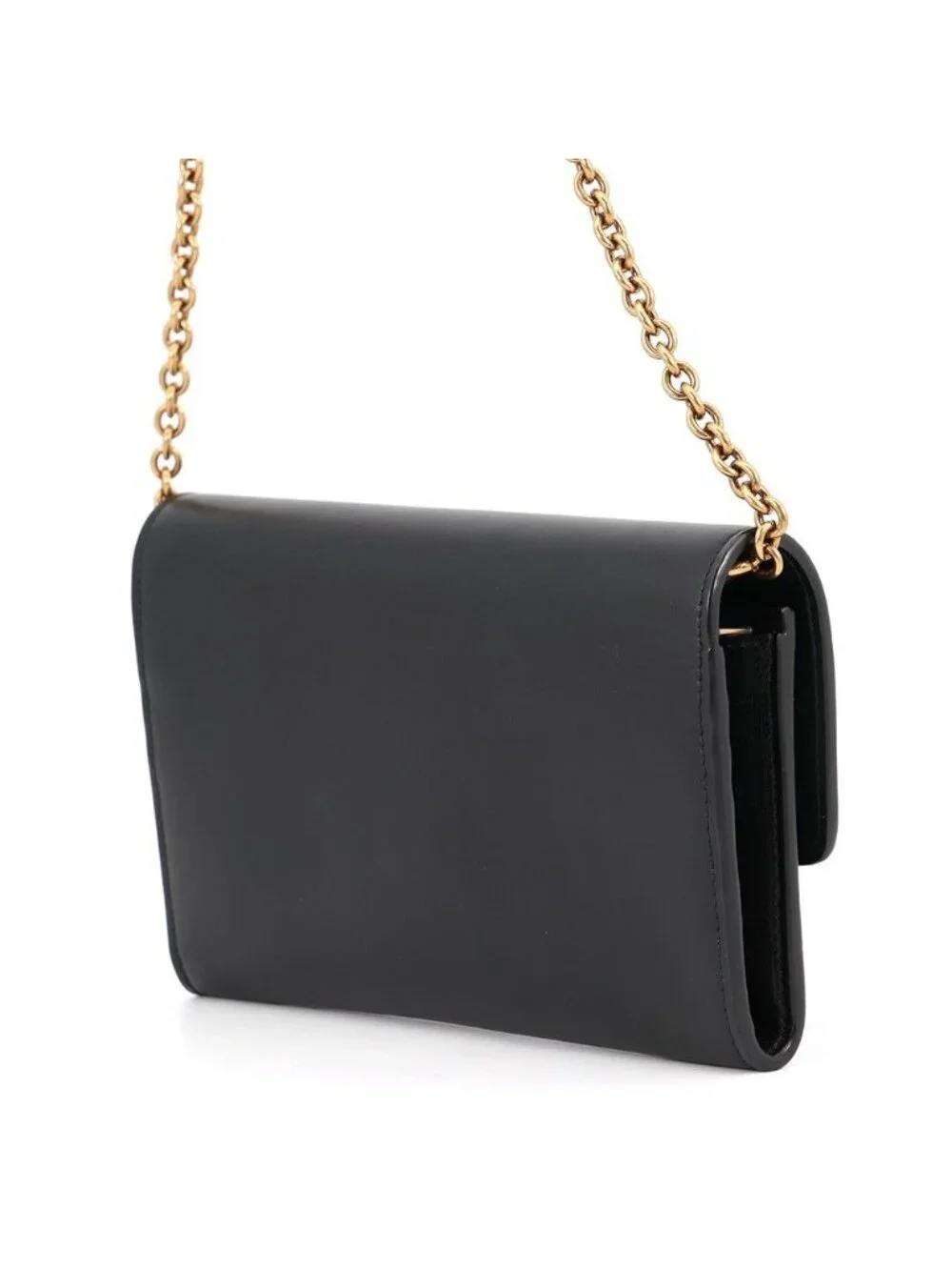 Saint Laurent Paris Chain Shoulder Wallet Maillon Calfskin Black